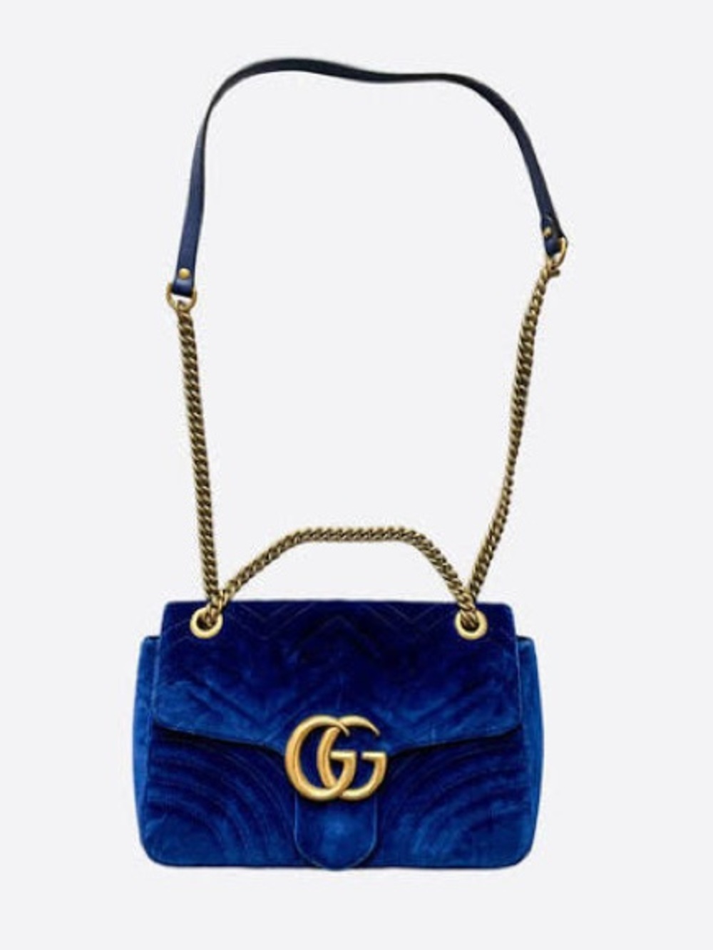 DESIGNER INSPIRED ROYAL BLUE VELVET SHOULDER BAG